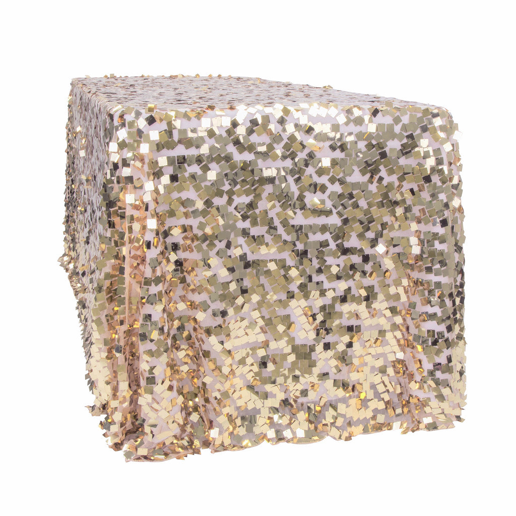 Square Payette Sequin Tablecloth 90"x156" Rectangular - Champagne