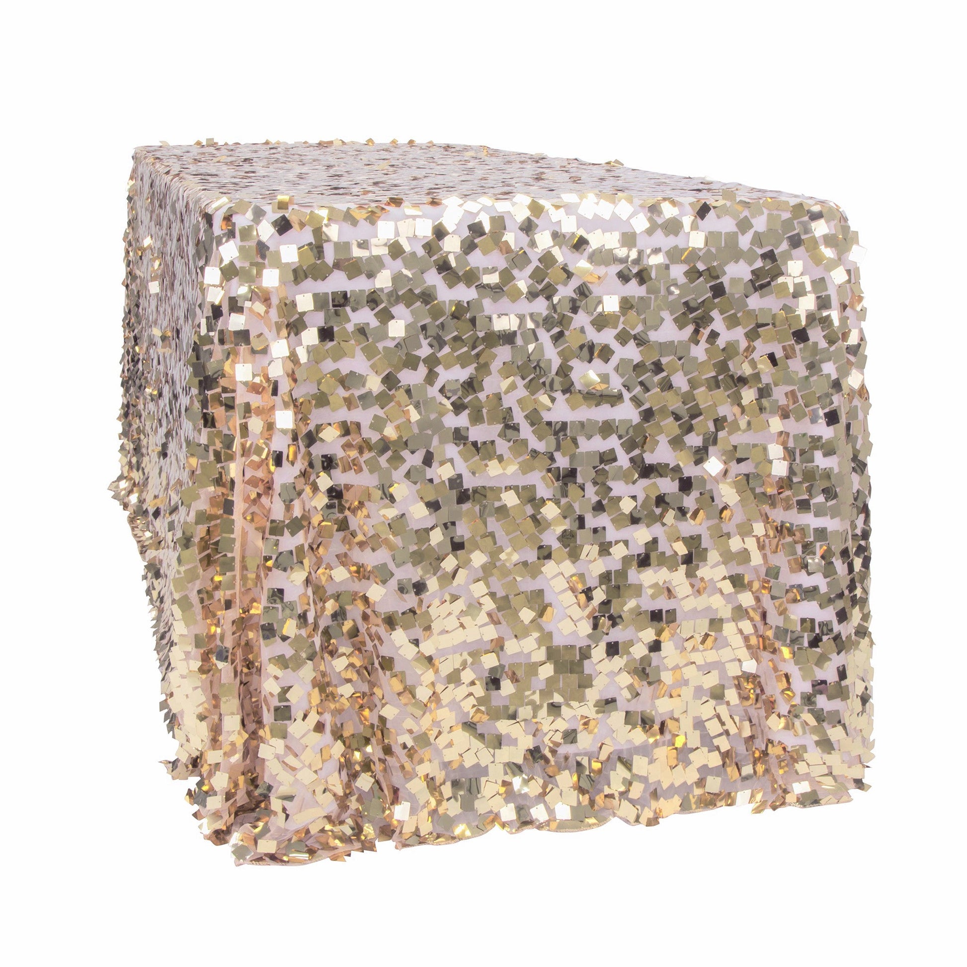 Square Payette Sequin Tablecloth 90"x156" Rectangular - Champagne
