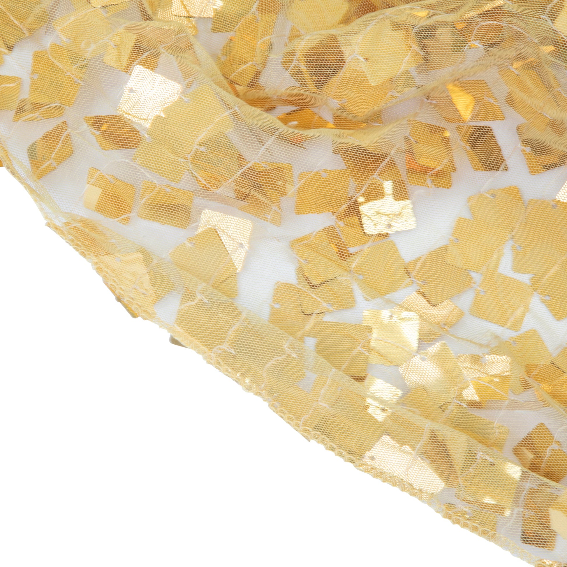 Square Payette Sequin Tablecloth 90"x156" Rectangular - Gold - CV Linens