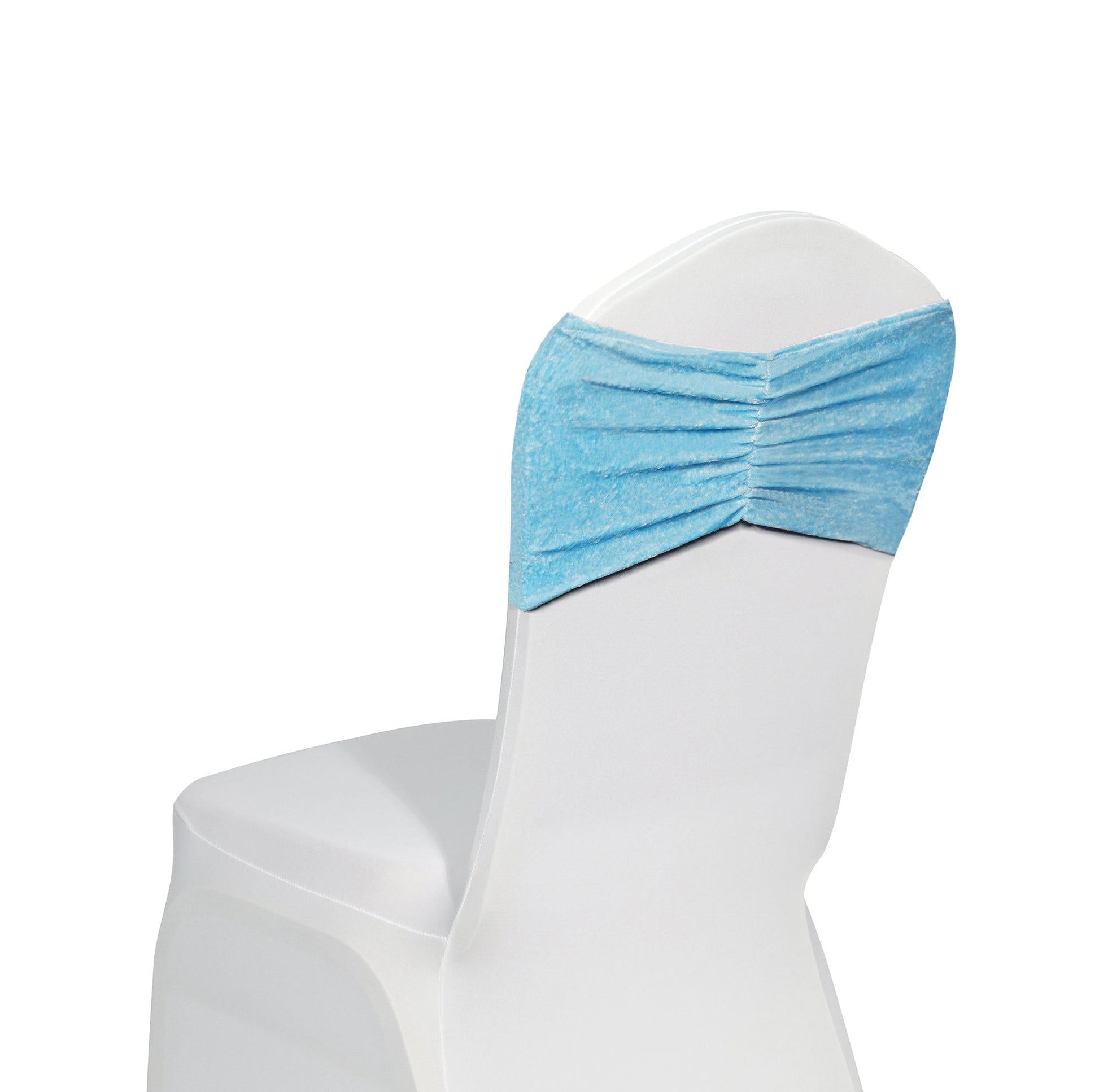 Velvet Ruffle Stretch Chair Band - Baby Blue