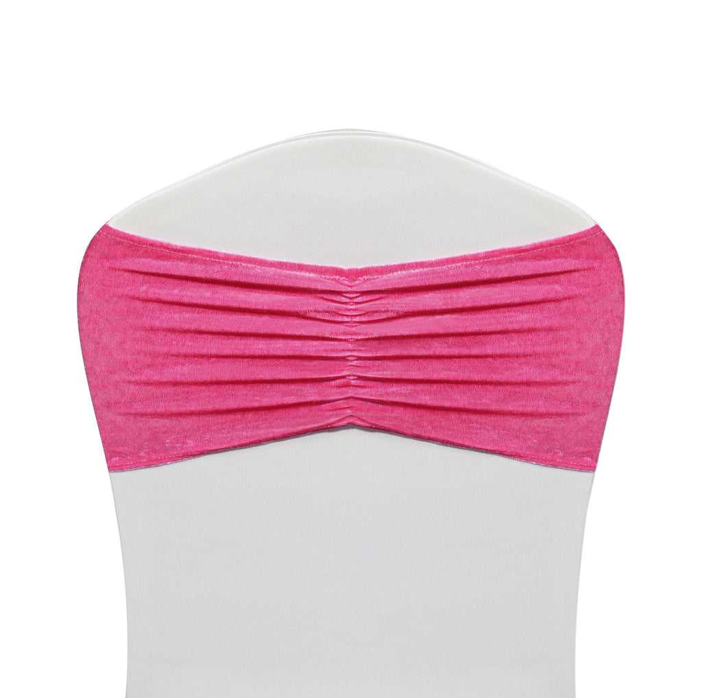 Velvet Ruffle Stretch Chair Band - Fuchsia