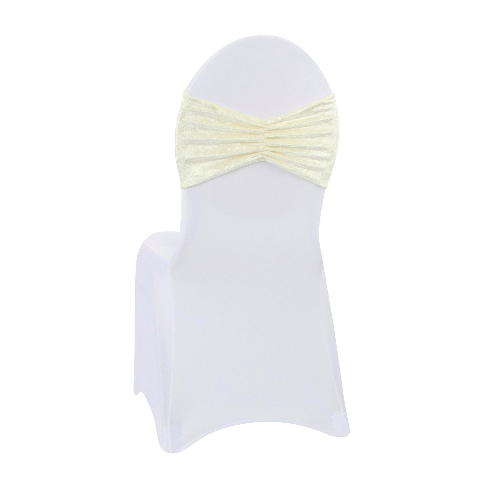 Velvet Ruffle Stretch Chair Band - Ivory