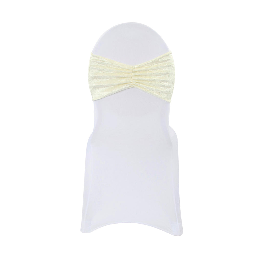 Velvet Ruffle Stretch Chair Band - Ivory