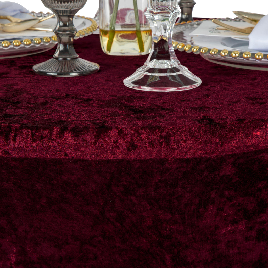 Velvet Spandex Cocktail Table Cover 32" Round - Burgundy