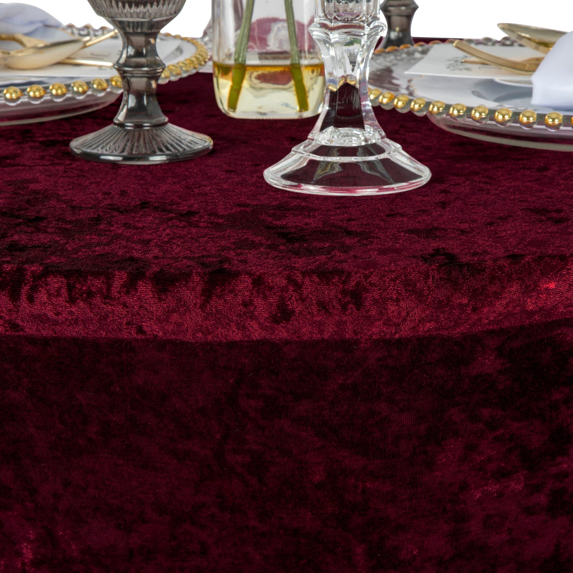 Velvet Spandex Cocktail Table Cover 32" Round - Burgundy