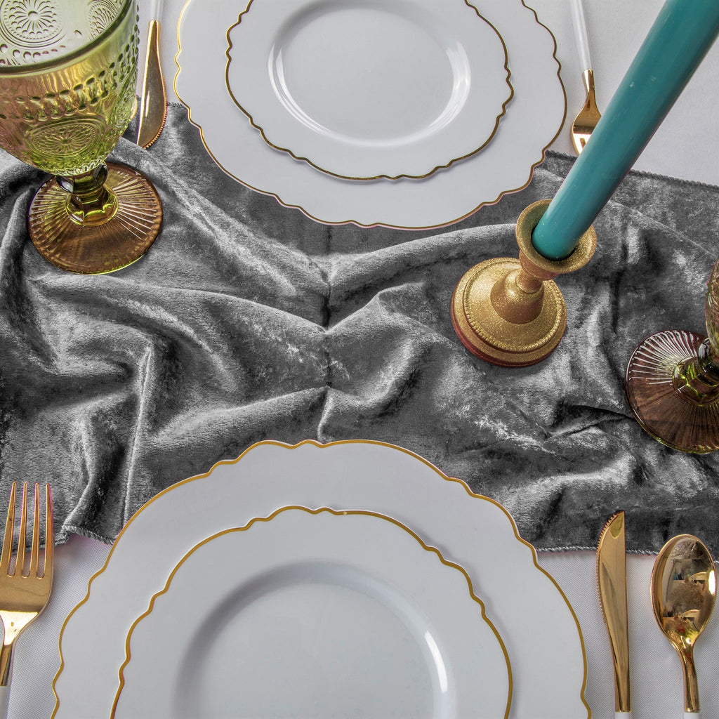 Velvet Table Runner - Charcoal