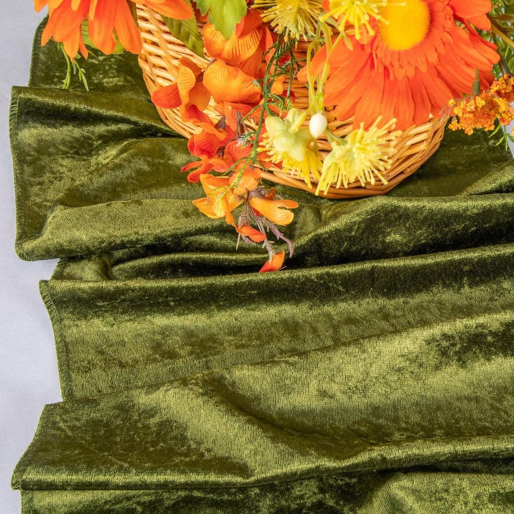 Velvet Table Runner - Olive Green