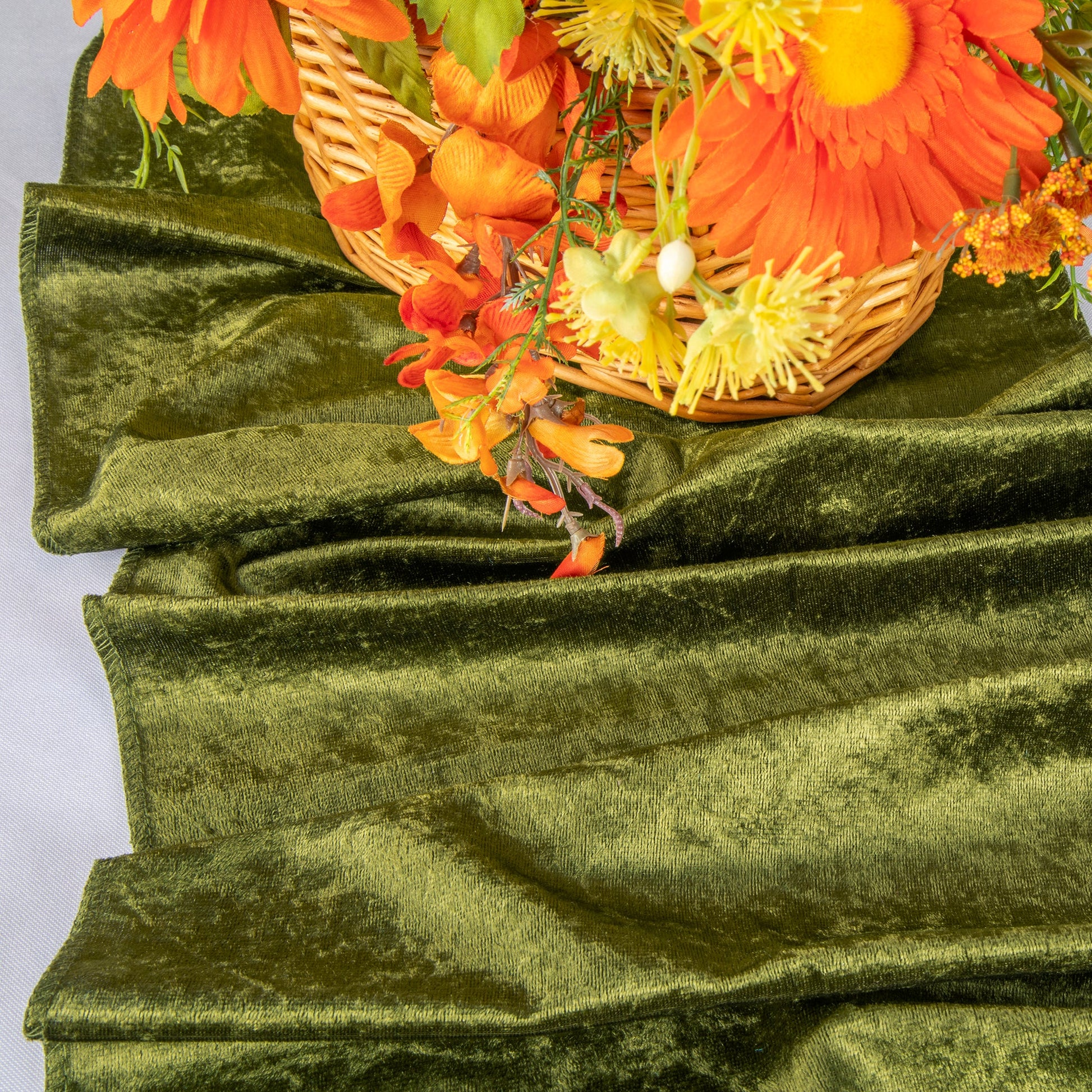 Velvet Table Runner - Olive Green