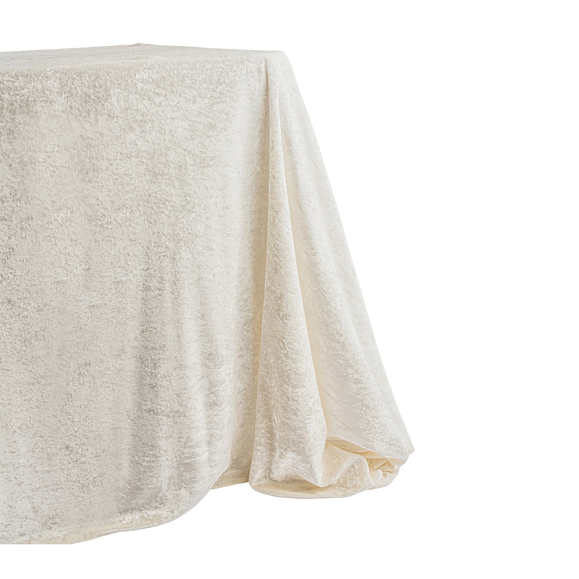 Ivory Velvet Rectangular Tablecloth corner view