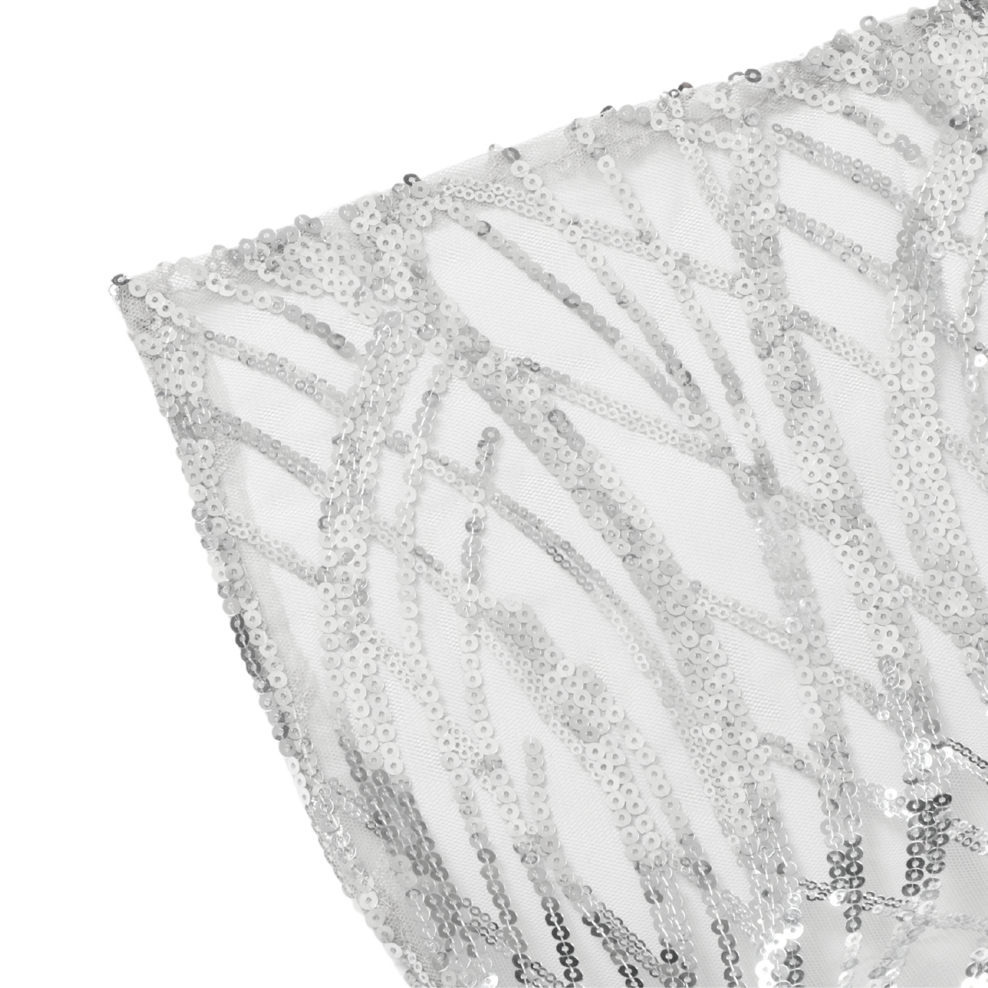 Wave Sequin Mesh Tablecloth 90"x132" Rectangular - Silver