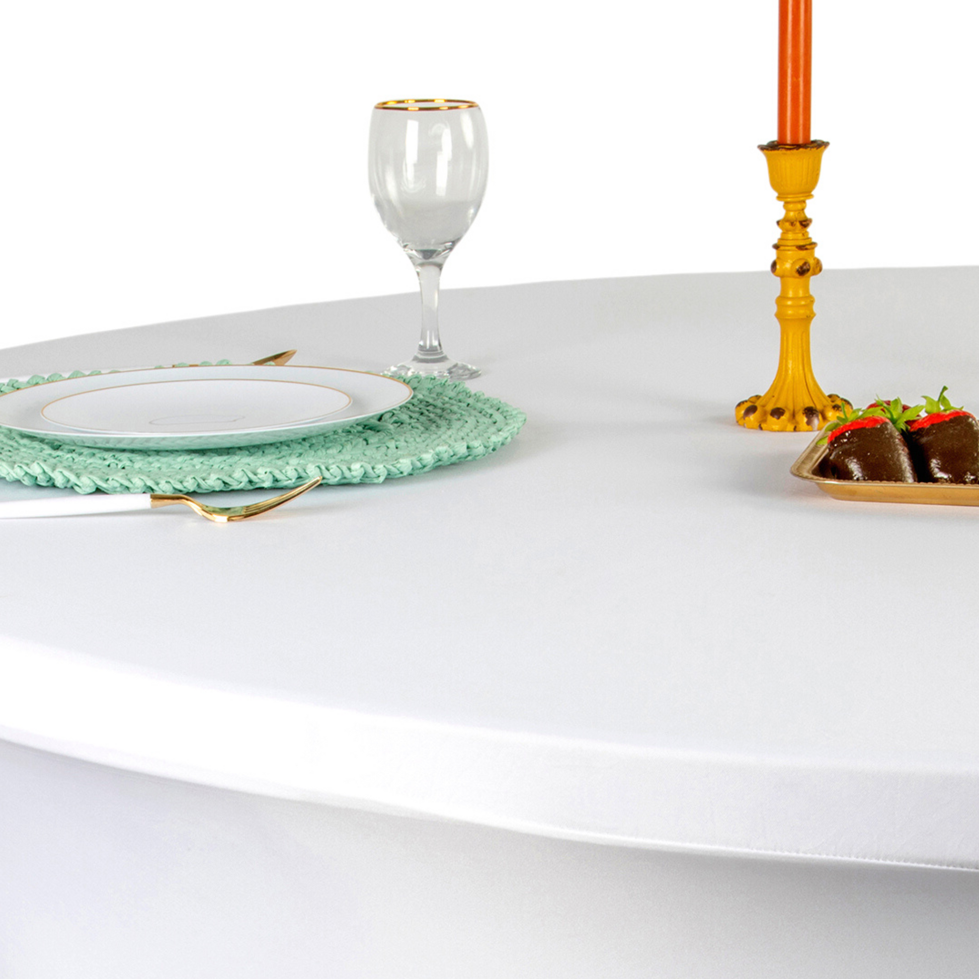 Wavy Spandex Table Cover 5ft Round - White