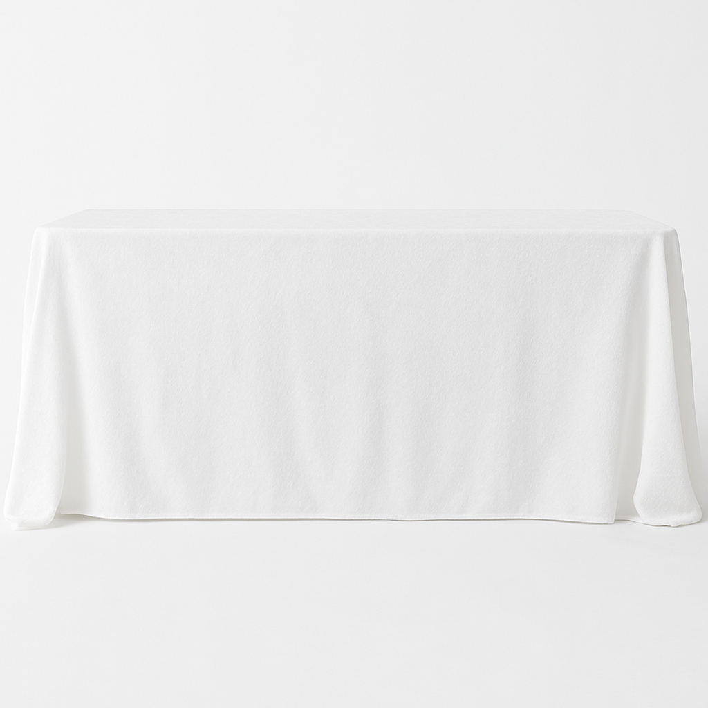 Velvet King 108"x156" Rectangular Tablecloth - White