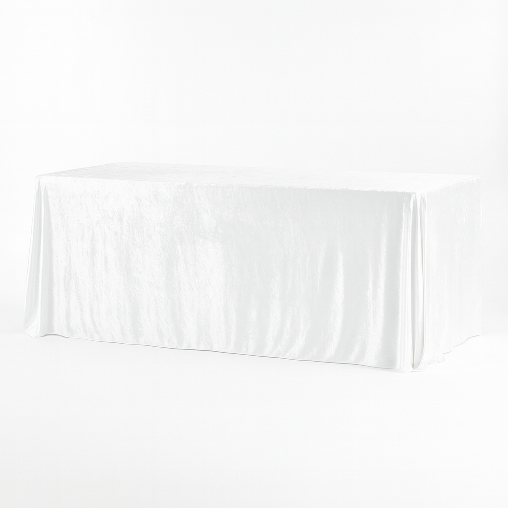 white velvet rectangular tablecloth