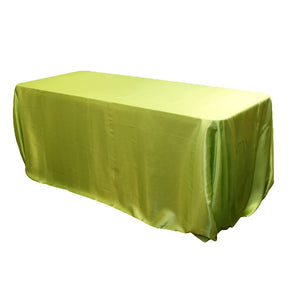 90"x156" Rectangular Satin Tablecloth - Apple Green - CV Linens TESTING (TRAINING DEMO)